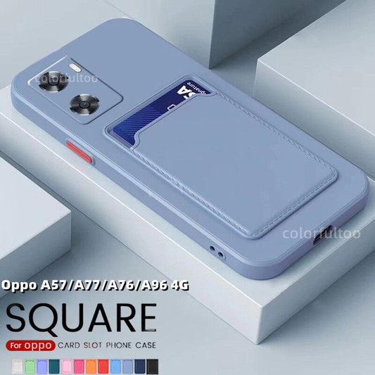 Casing For Oppo A77S A57 A 57 A77 A76 A36 A96 A 96 A55 4G 5G Fashion Liquid Silicon Phone Case Bumper Shockproof Casing Soft TPU Couple Camera Protection Back Cover With Card Slot
