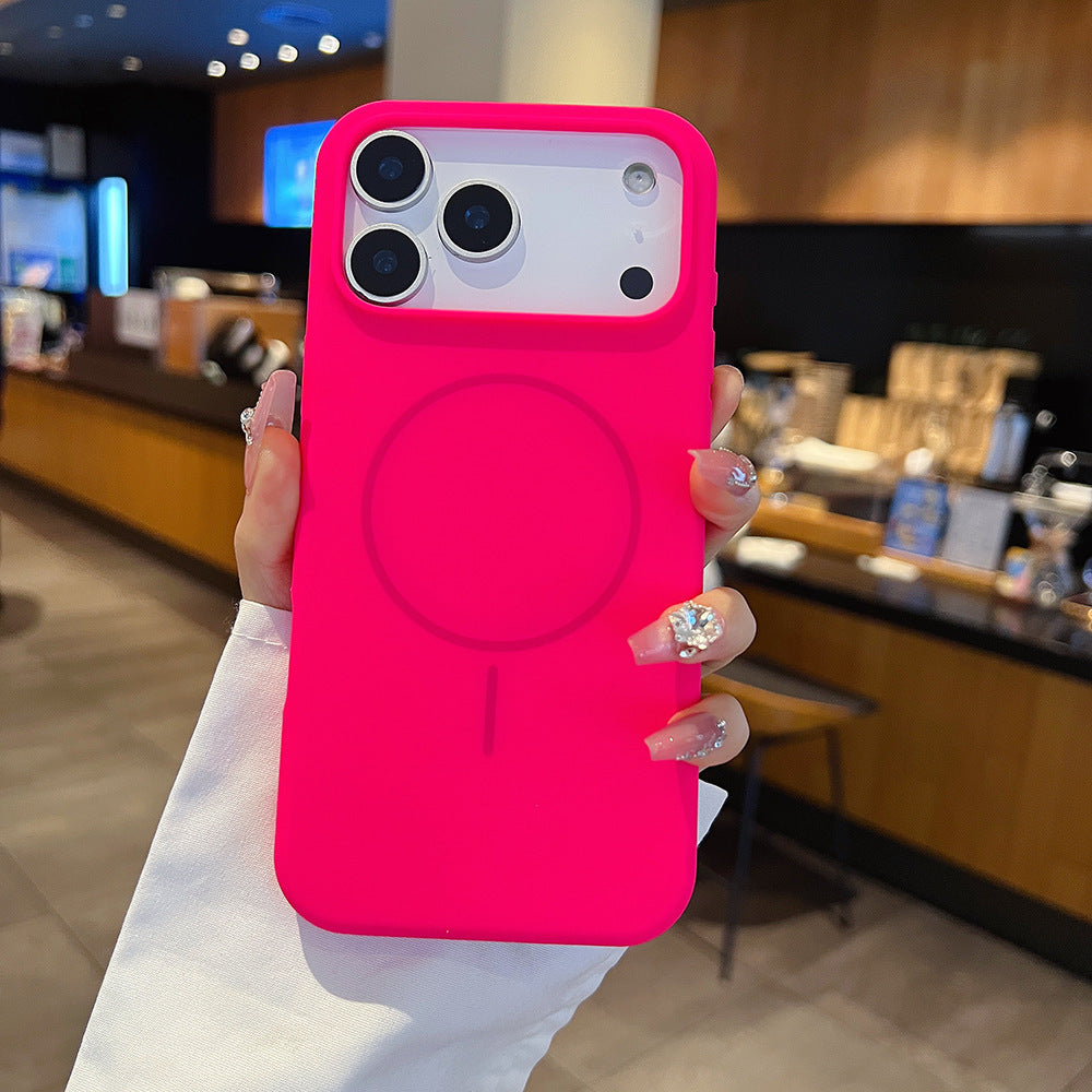 Simple Large Hole Fine Circle Silicone Magnetic Phone Case