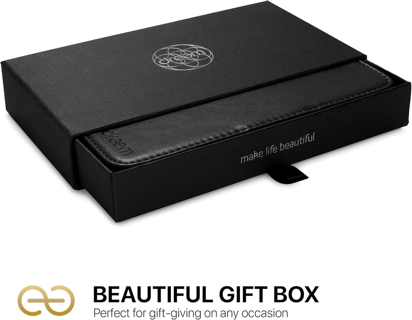 Dreem for iPhone 16 Pro Max Case Wallet, Revolutionary Phone Stand, Vegan Leather, MagSafe-Fit, Magnetic Detachable Flip Cover, RFID Blocking Card Holder, Gift-Box [Fibonacci:Black]