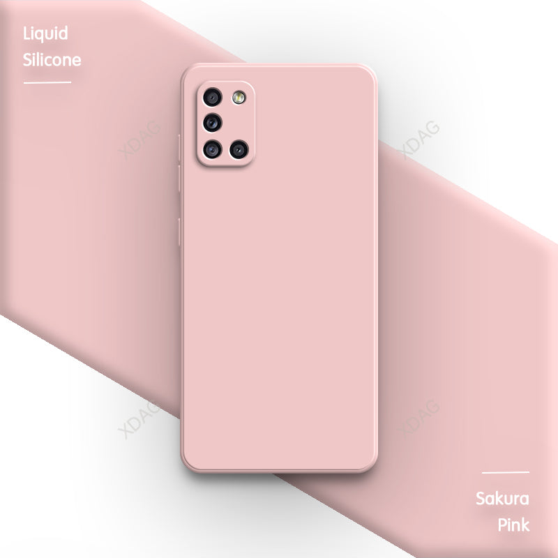 Half Wrapped Back Cover for Samsung A31 A41 A21S A51 A71 High Quality Internal Flocking Soft Liquid Silicone Phone Case Carcasas