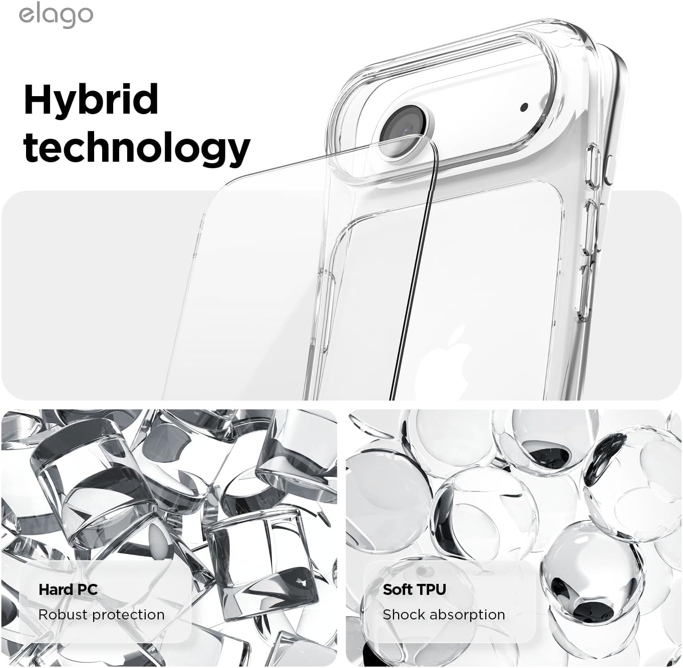 elago for iPhone Air Case, Crystral Clear Case, PC + TPU Hybrid Technology, Ultra Slim, Raised Camera Protection, Durable Scratch-Resistant, Shockproof Protective Cover, 6.5 inch