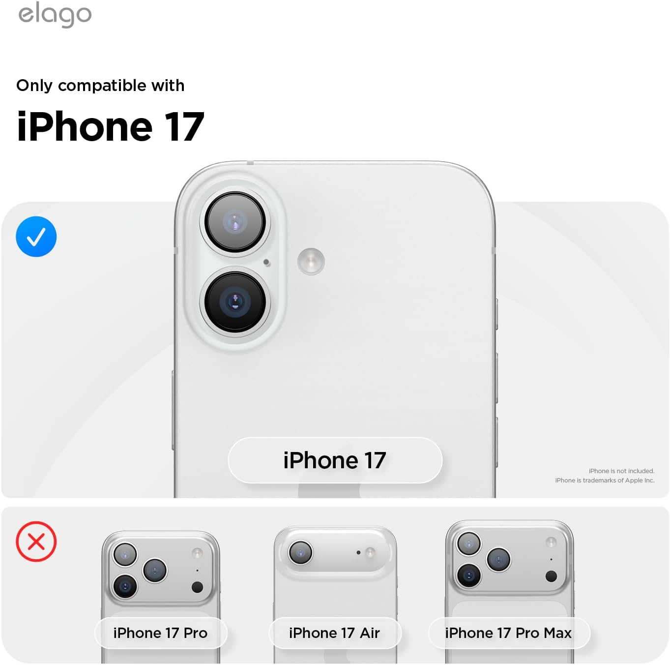 elago for iPhone 17 Case, Crystral Clear Case, PC + TPU Hybrid Technology, Ultra Slim, Raised Camera Protection, Durable Scratch-Resistant, Shockproof Protective Cover, 6.3 inch