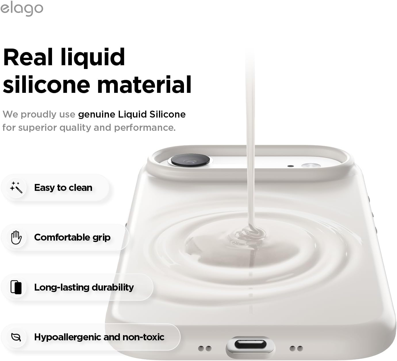 elago for iPhone Air Case, Premium Magnetic Silicone Case, Compatible with MagSafe, Liquid Silicone Material, Protective Cover, Shockproof, Slim Phone, 6.5 inch (Stone)