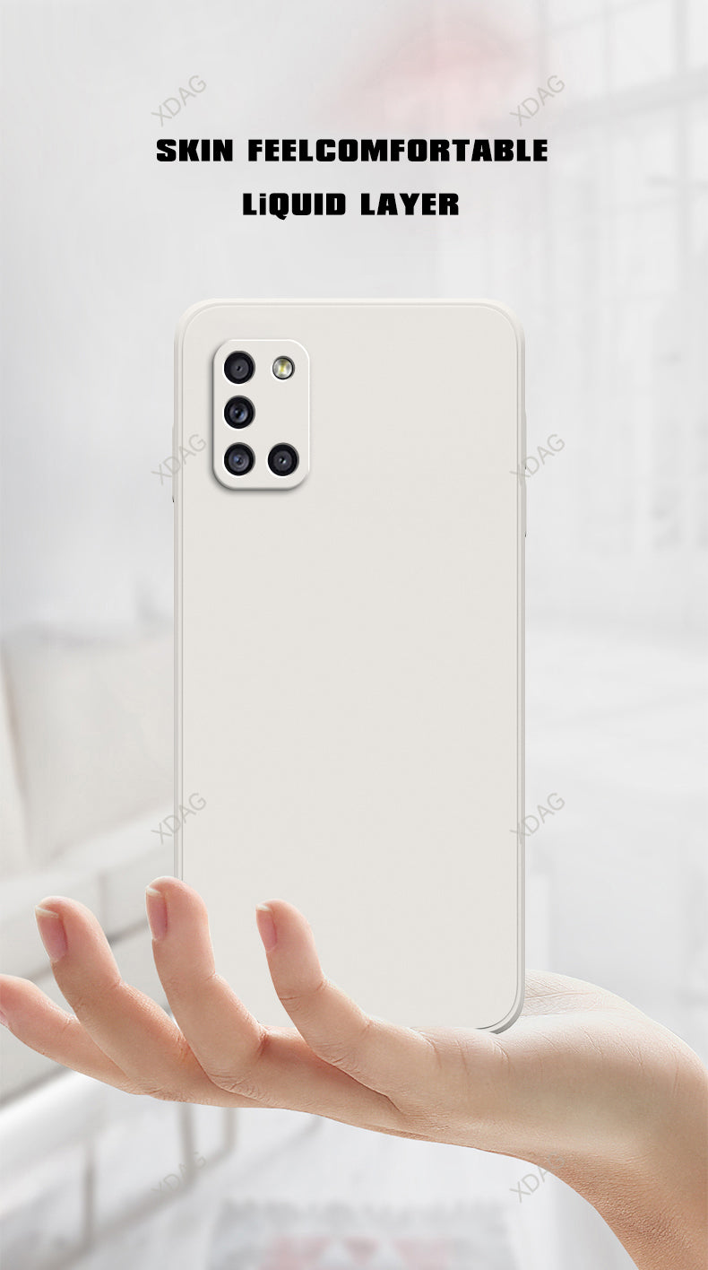 Half Wrapped Back Cover for Samsung A31 A41 A21S A51 A71 High Quality Internal Flocking Soft Liquid Silicone Phone Case Carcasas