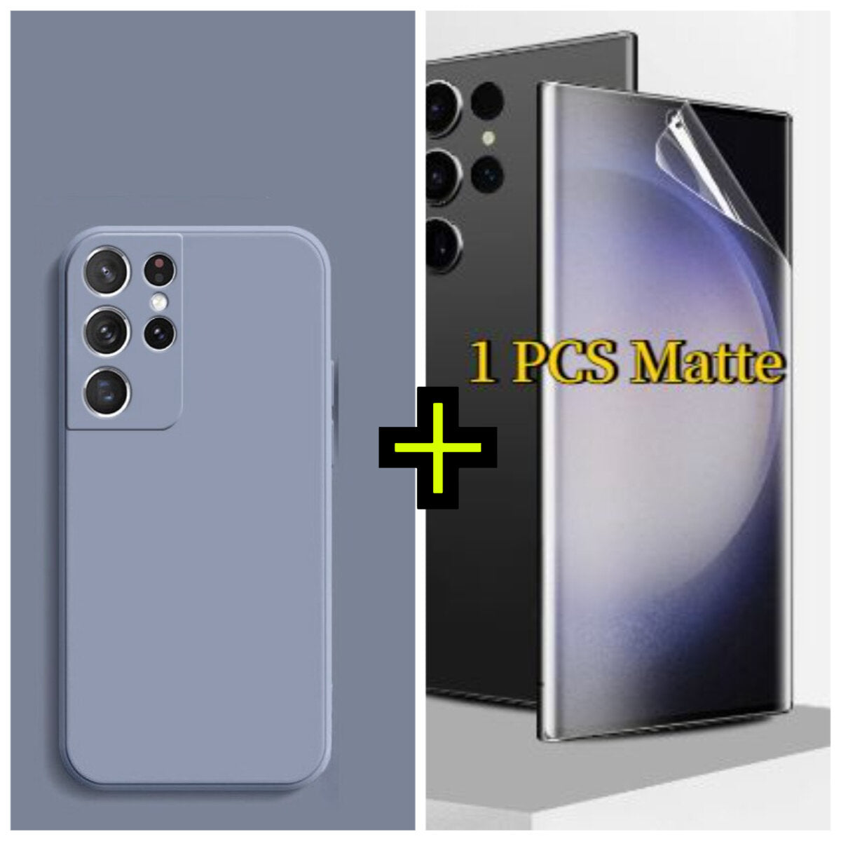 For Samsung Galaxy S21 S20 Ultra Plus FE Liquid silicone phone case and Matte hydrogel film