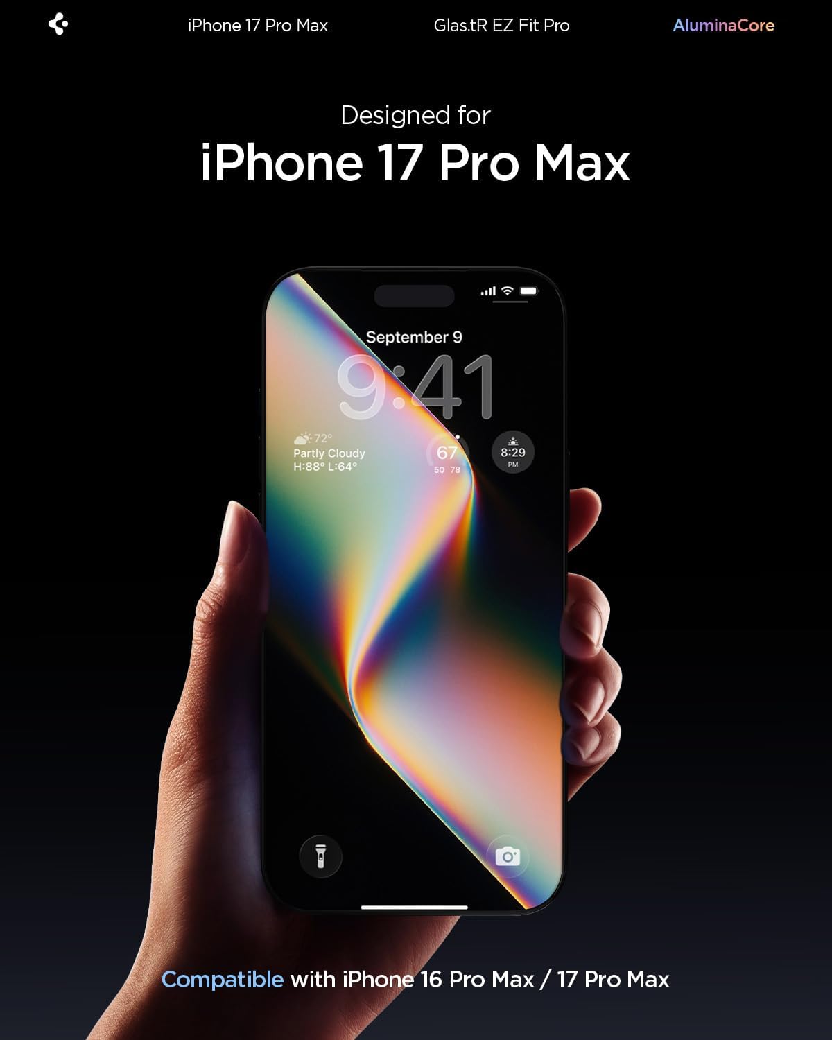 Spigen Screen Protector for iPhone 17 Pro Max/16 Pro Max Glas.tR EZ Fit Pro - 2 Pack