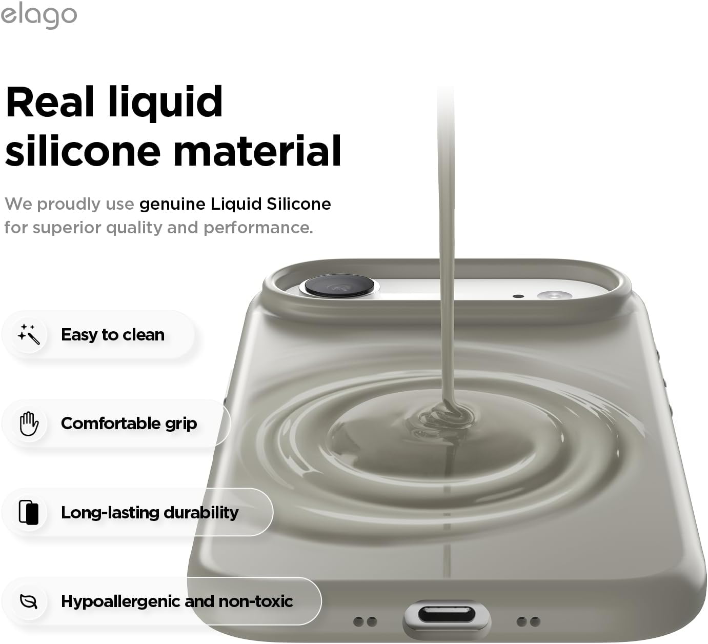 elago for iPhone Air Case, Premium Magnetic Silicone Case, Compatible with MagSafe, Liquid Silicone Material, Protective Cover, Shockproof, Slim Phone, 6.5 inch (Medium Grey)