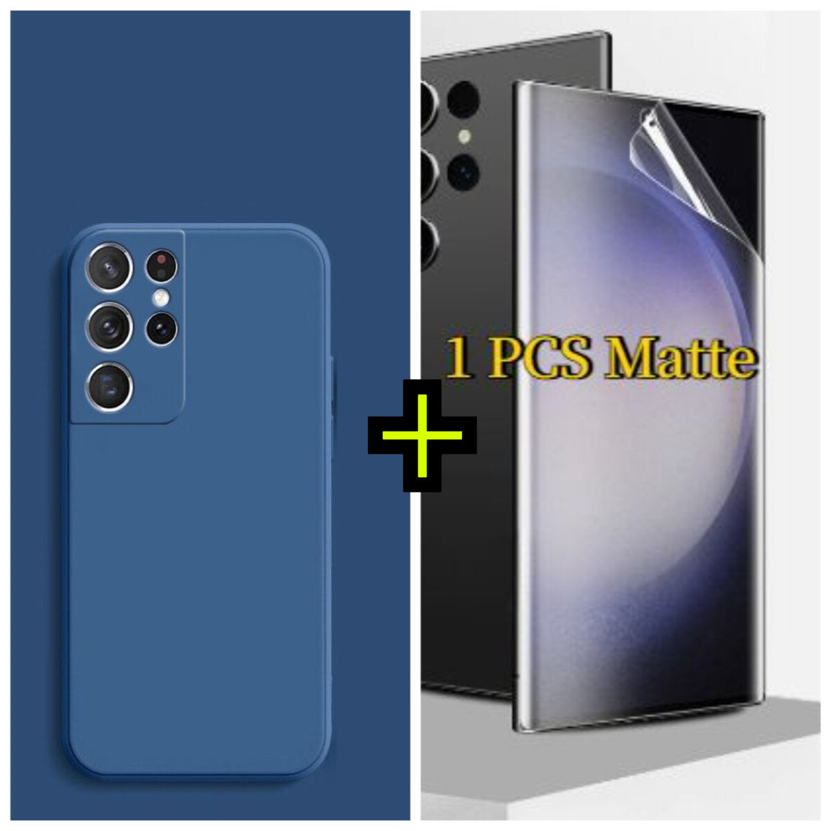 For Samsung Galaxy S21 S20 Ultra Plus FE Liquid silicone phone case and Matte hydrogel film