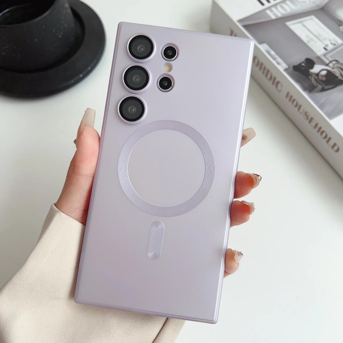 Luxury Matte For Magsafe Case For Samsung Galaxy S25 Ultra S24 S23 S22 S21 S20 Plus Magnetic Cover Lens Protective Shell