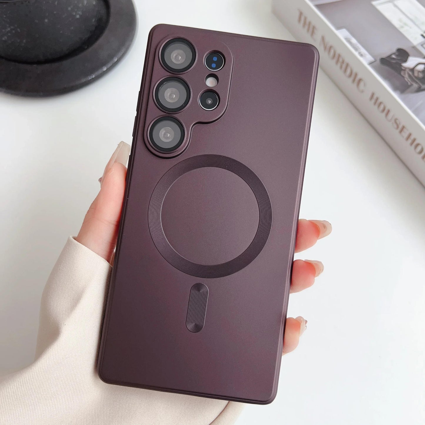 Luxury Matte For Magsafe Case For Samsung Galaxy S25 Ultra S24 S23 S22 S21 S20 Plus Magnetic Cover Lens Protective Shell