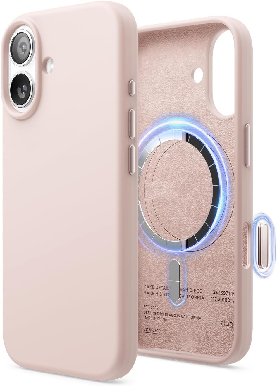 elago for iPhone 17 Case, Premium Magnetic Silicone Case, Compatible with MagSafe, Liquid Silicone Material, Protective Cover, Shockproof, Slim Phone, 6.3 inch (Lovely Pink)