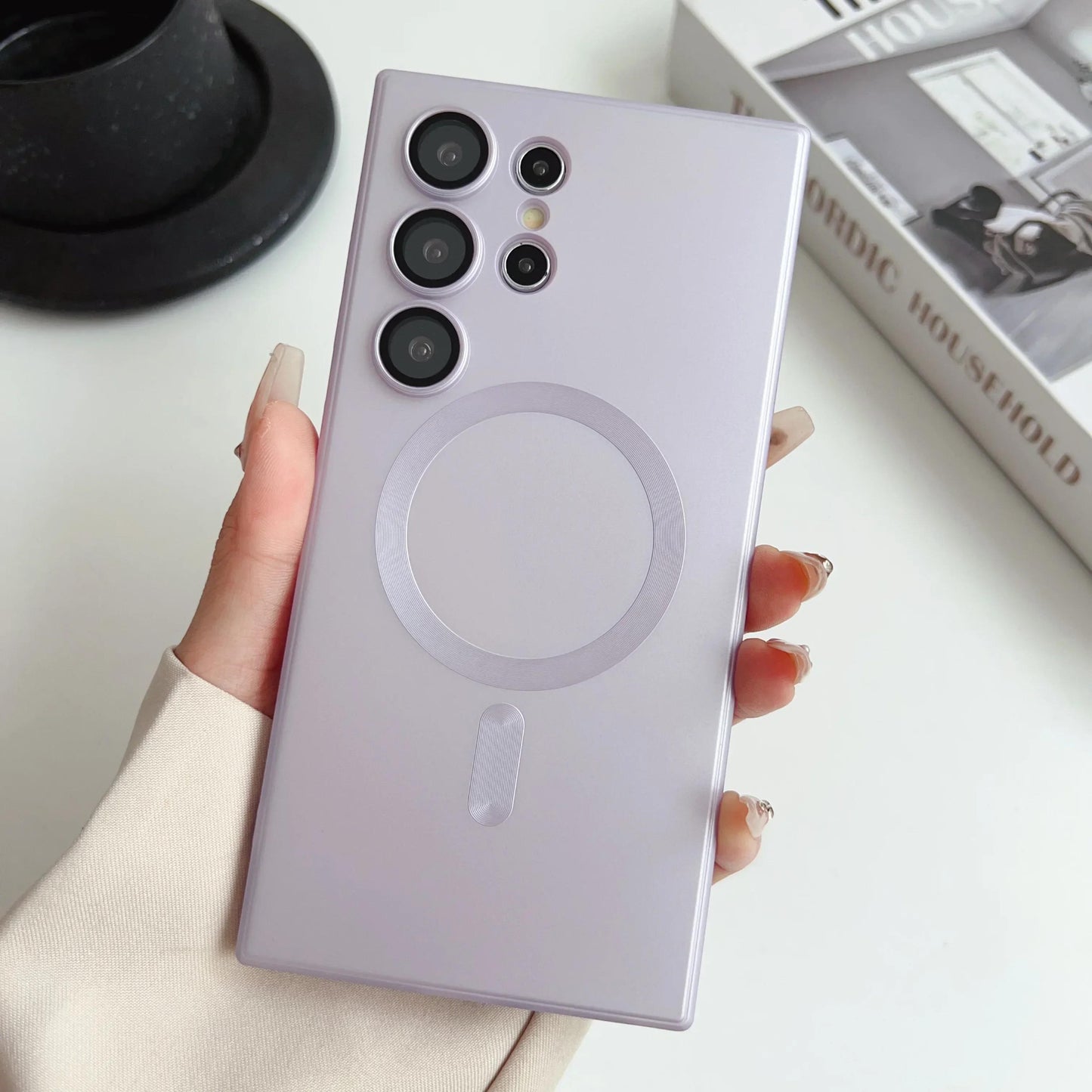 Luxury Matte For Magsafe Case For Samsung Galaxy S25 Ultra S24 S23 S22 S21 S20 Plus Magnetic Cover Lens Protective Shell