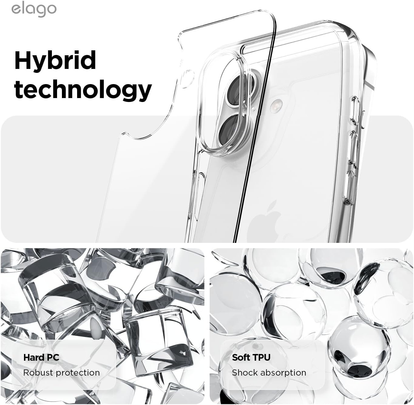 elago for iPhone 17 Case, Crystral Clear Case, PC + TPU Hybrid Technology, Ultra Slim, Raised Camera Protection, Durable Scratch-Resistant, Shockproof Protective Cover, 6.3 inch