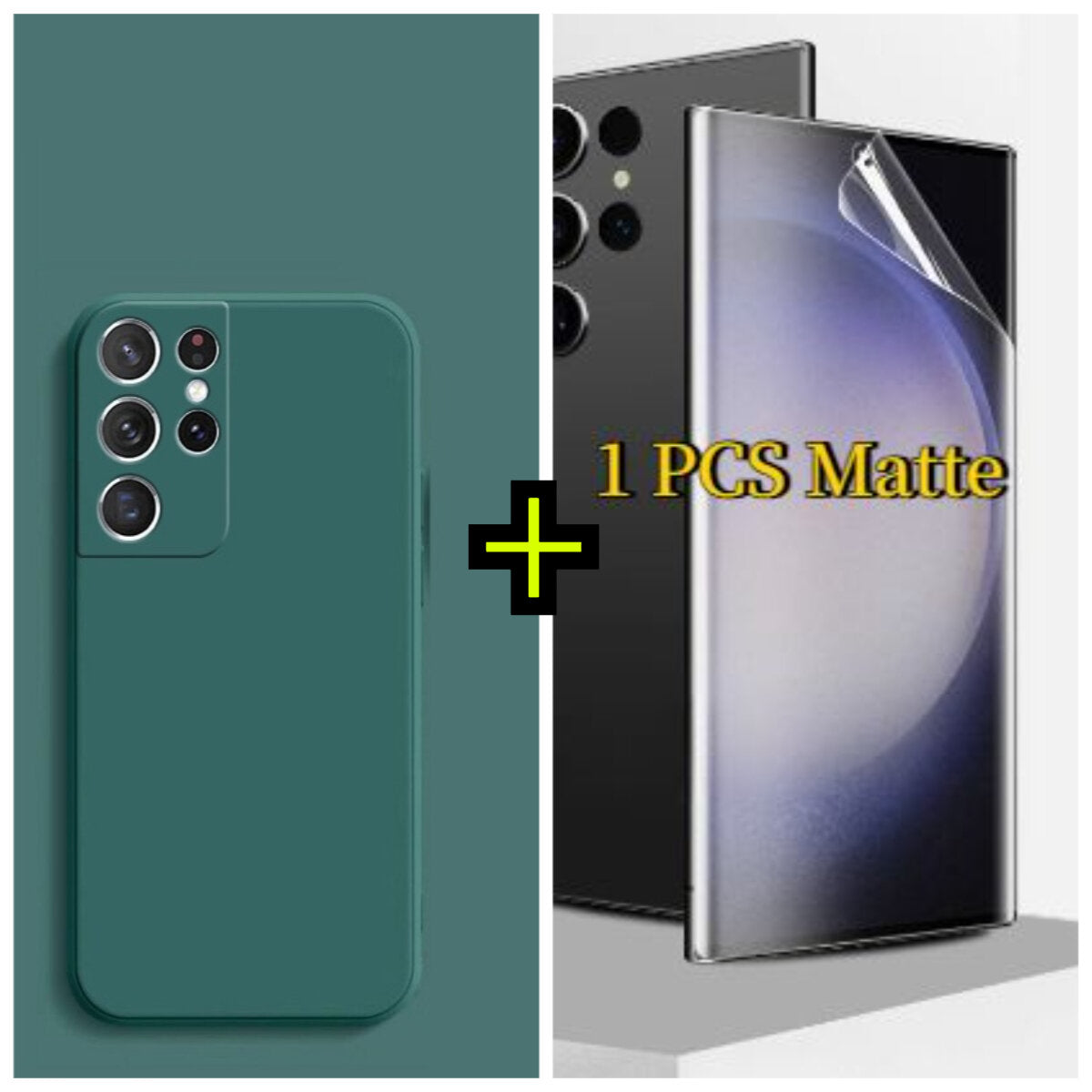 For Samsung Galaxy S21 S20 Ultra Plus FE Liquid silicone phone case and Matte hydrogel film