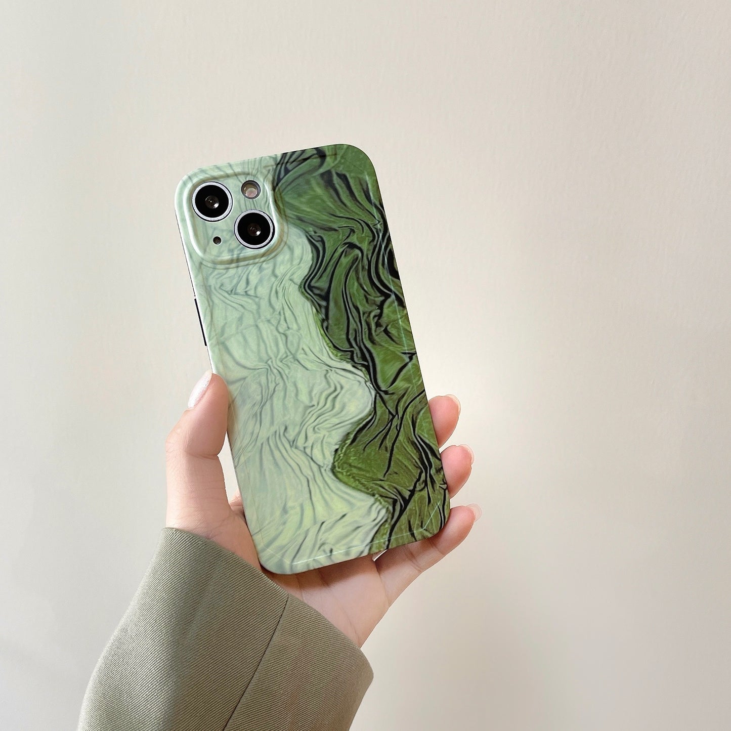 Photo Frame Pleated Green Stitching Phone Case