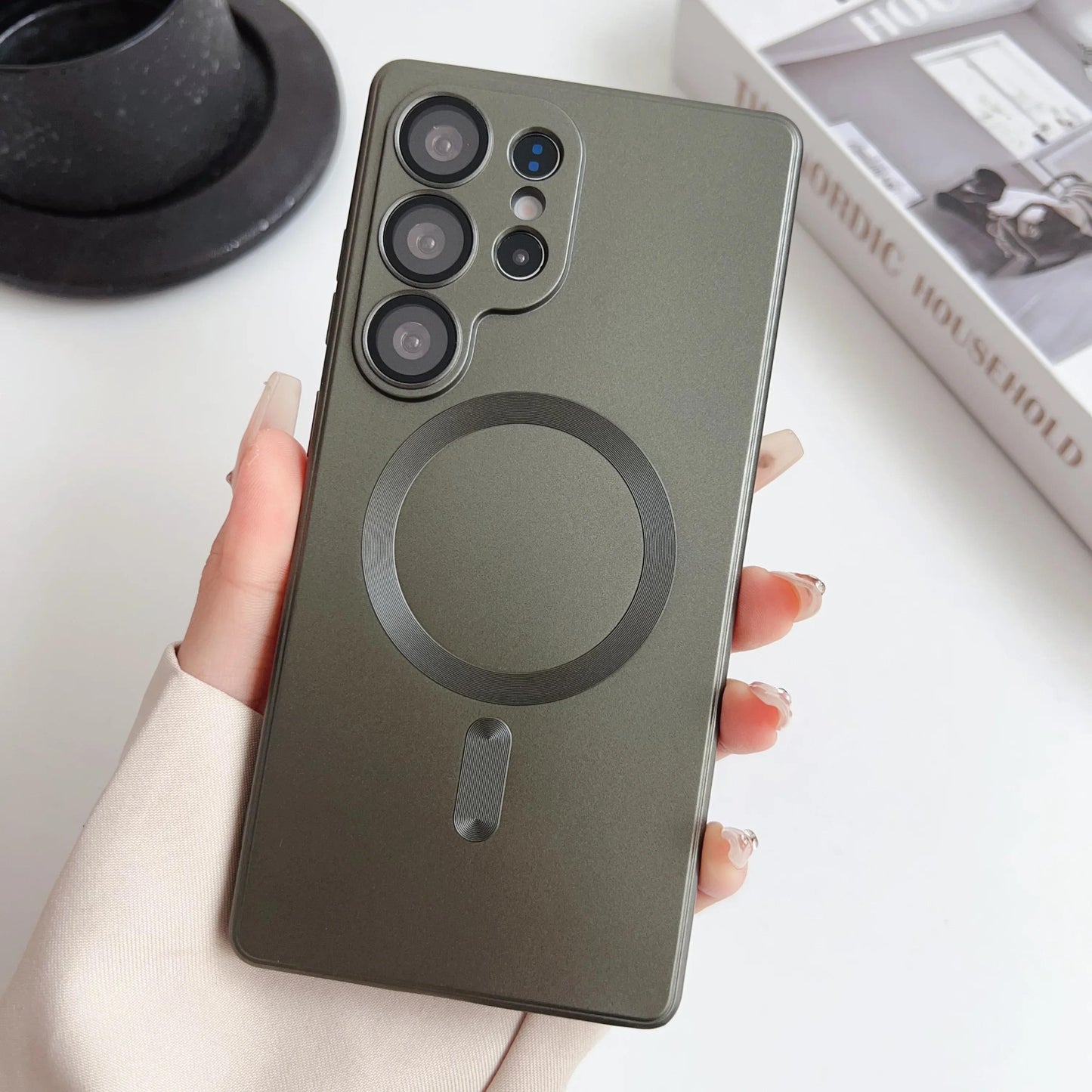 Luxury Matte For Magsafe Case For Samsung Galaxy S25 Ultra S24 S23 S22 S21 S20 Plus Magnetic Cover Lens Protective Shell