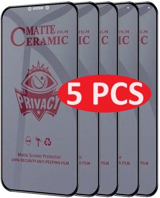 MATTE PRIVACY [5 Pack] Ceramic Screen Protectors for iPhone 15 Pro Max - Durable Flexible Shockproof Protection Film