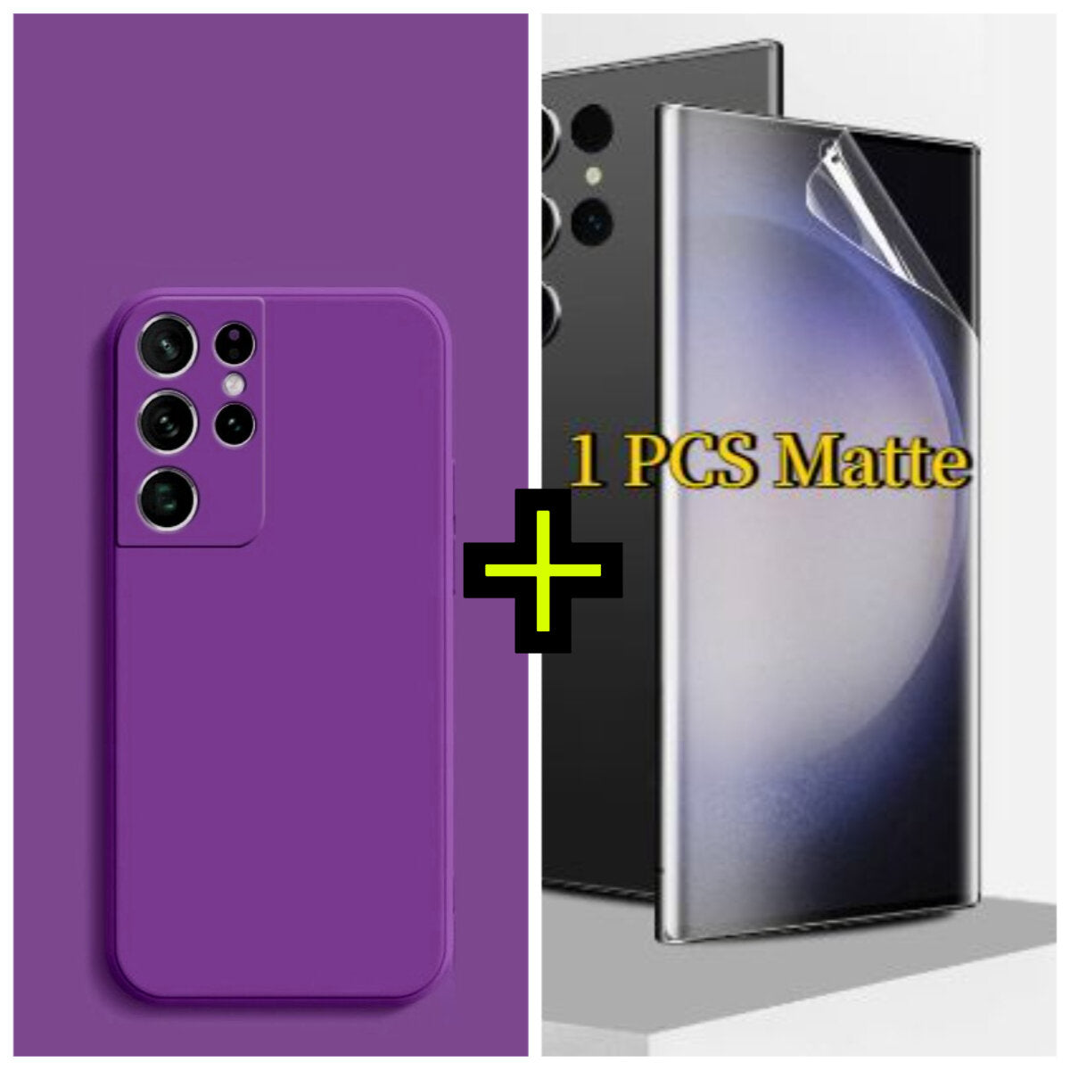 For Samsung Galaxy S21 S20 Ultra Plus FE Liquid silicone phone case and Matte hydrogel film