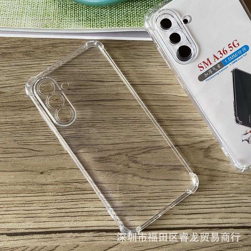 Applicable to Samsung A56Phone case A26Transparent Soft Shell S25U Protective Sleeve A36Airbag Anti-Fall S25Full Coverage Rubber Sleeve