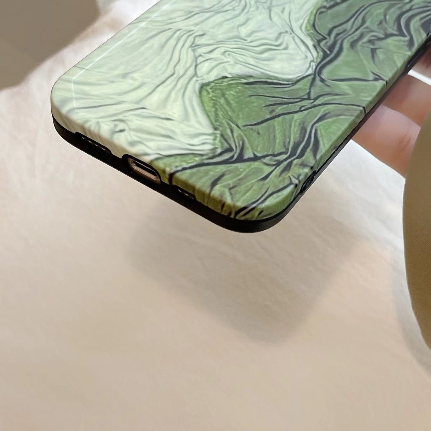 Photo Frame Pleated Green Stitching Phone Case