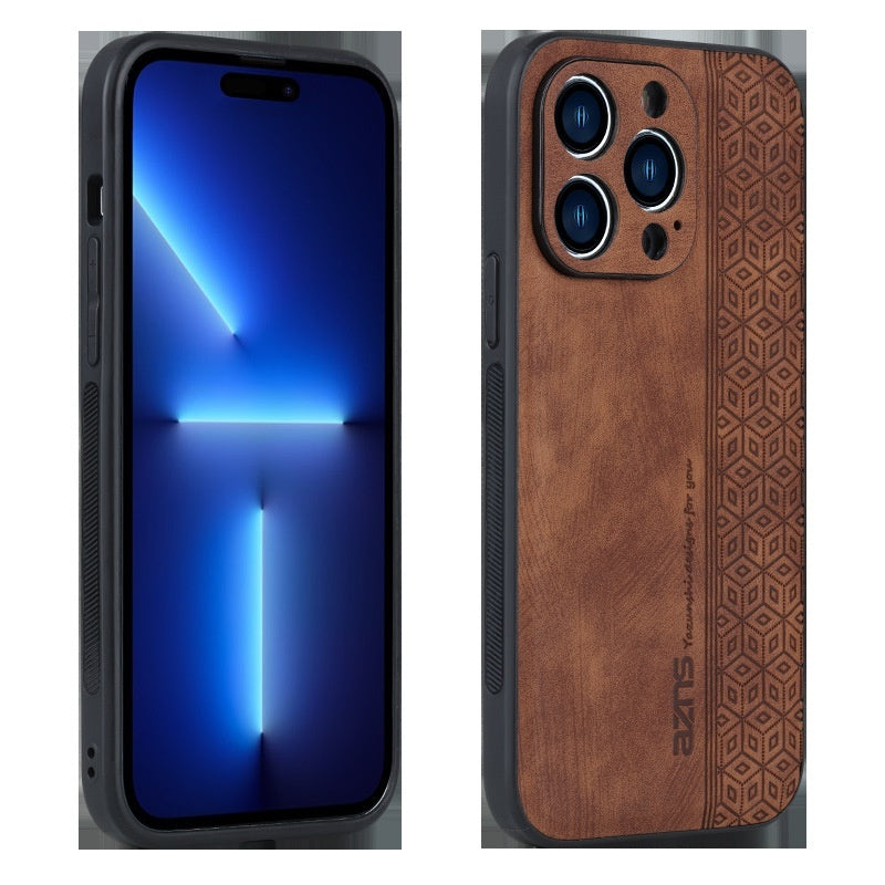 Phone Case New Skin Sensitive Printing Leather Pattern Drop-resistant Business Protective Shell