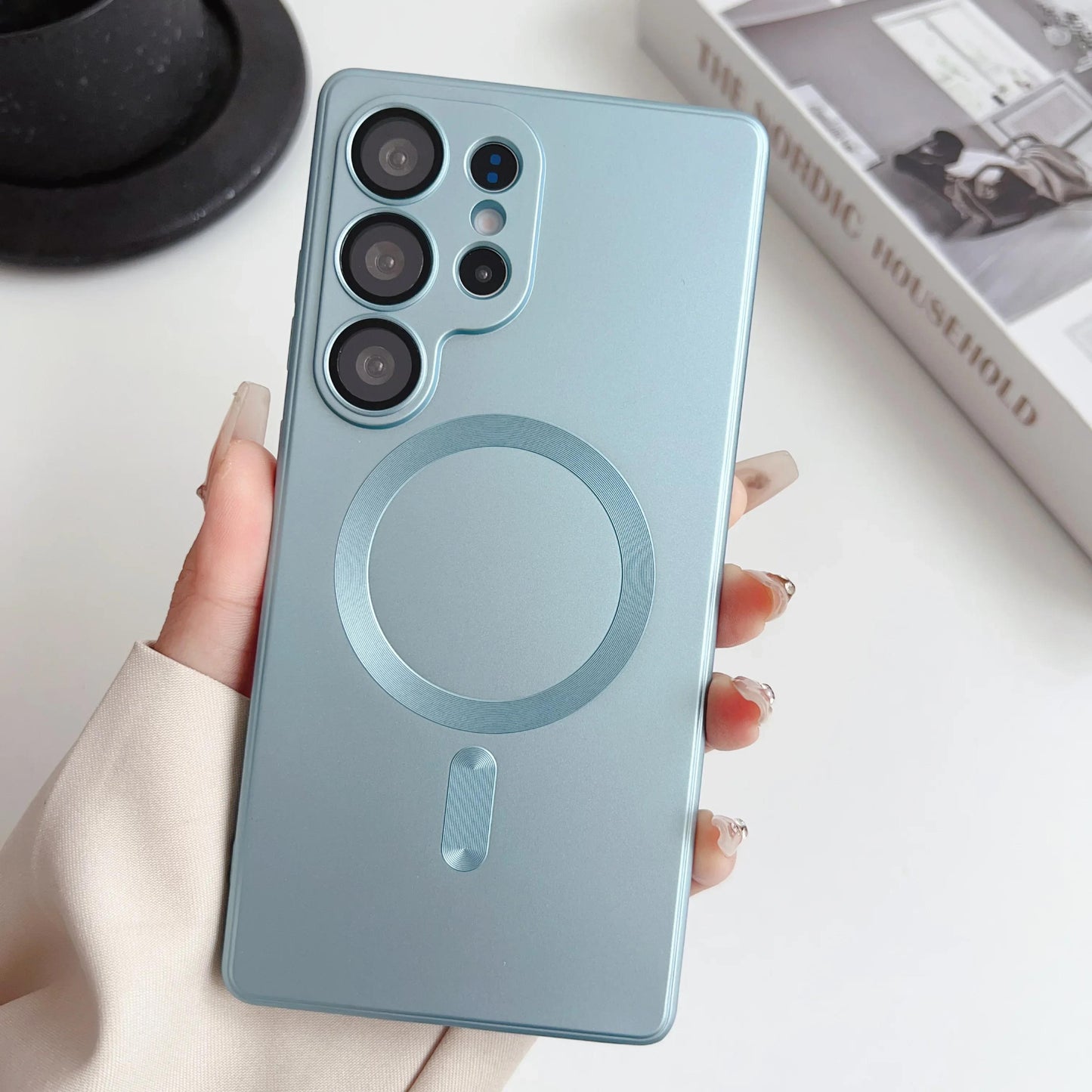 Luxury Matte For Magsafe Case For Samsung Galaxy S25 Ultra S24 S23 S22 S21 S20 Plus Magnetic Cover Lens Protective Shell