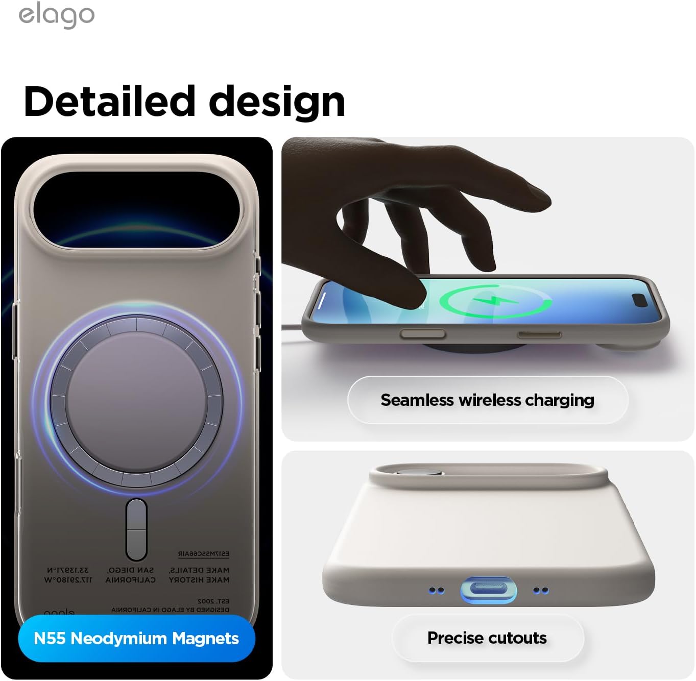 elago for iPhone Air Case, Premium Magnetic Silicone Case, Compatible with MagSafe, Liquid Silicone Material, Protective Cover, Shockproof, Slim Phone, 6.5 inch (Stone)