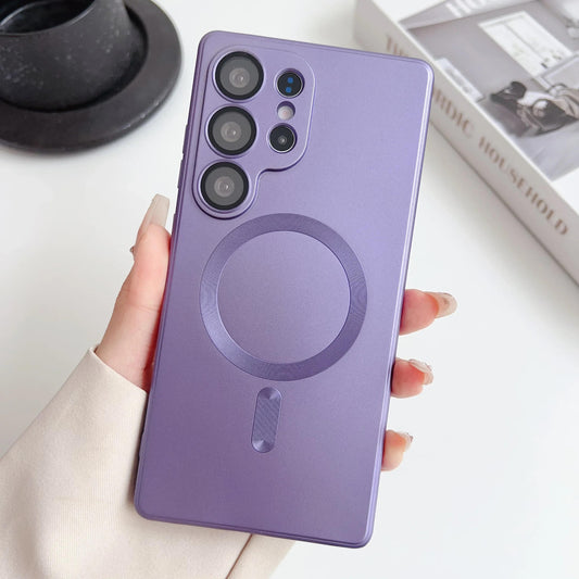 Luxury Matte For Magsafe Case For Samsung Galaxy S25 Ultra S24 S23 S22 S21 S20 Plus Magnetic Cover Lens Protective Shell