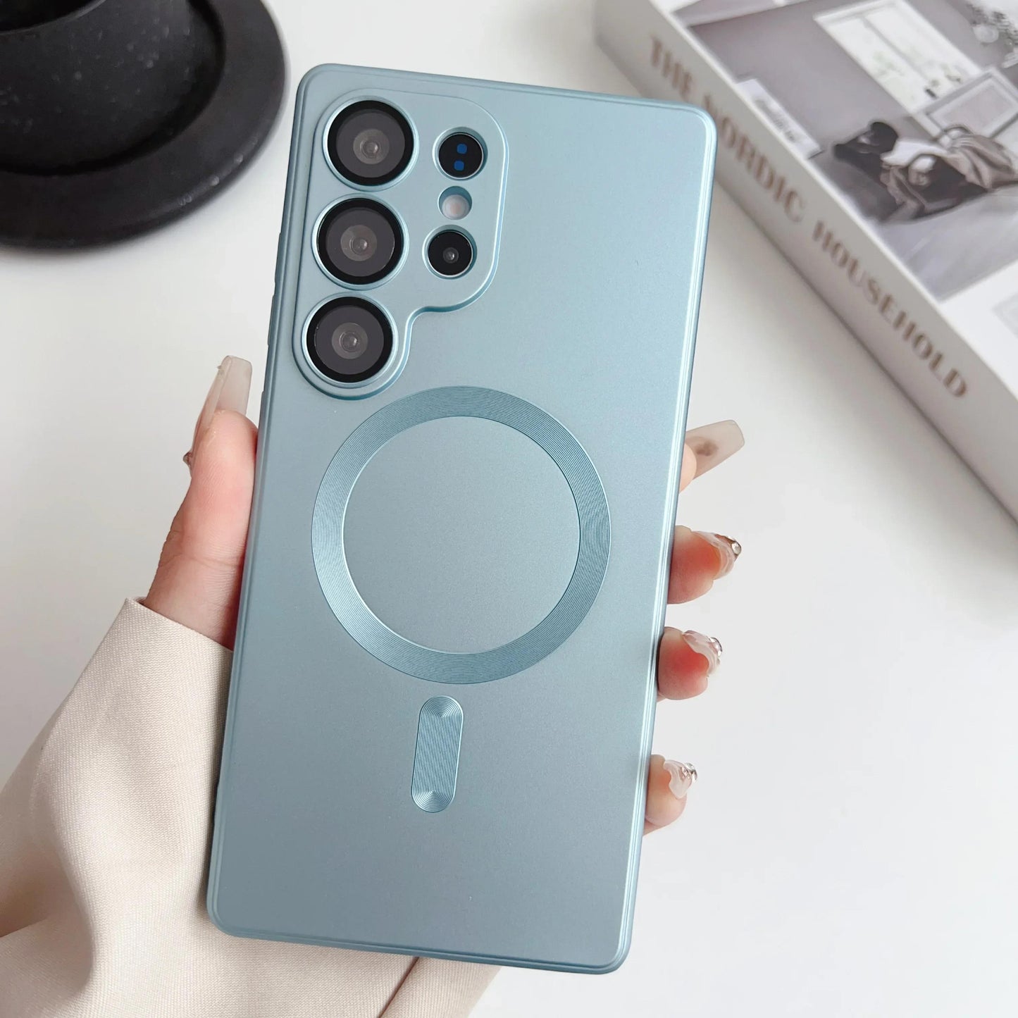 Luxury Matte For Magsafe Case For Samsung Galaxy S25 Ultra S24 S23 S22 S21 S20 Plus Magnetic Cover Lens Protective Shell