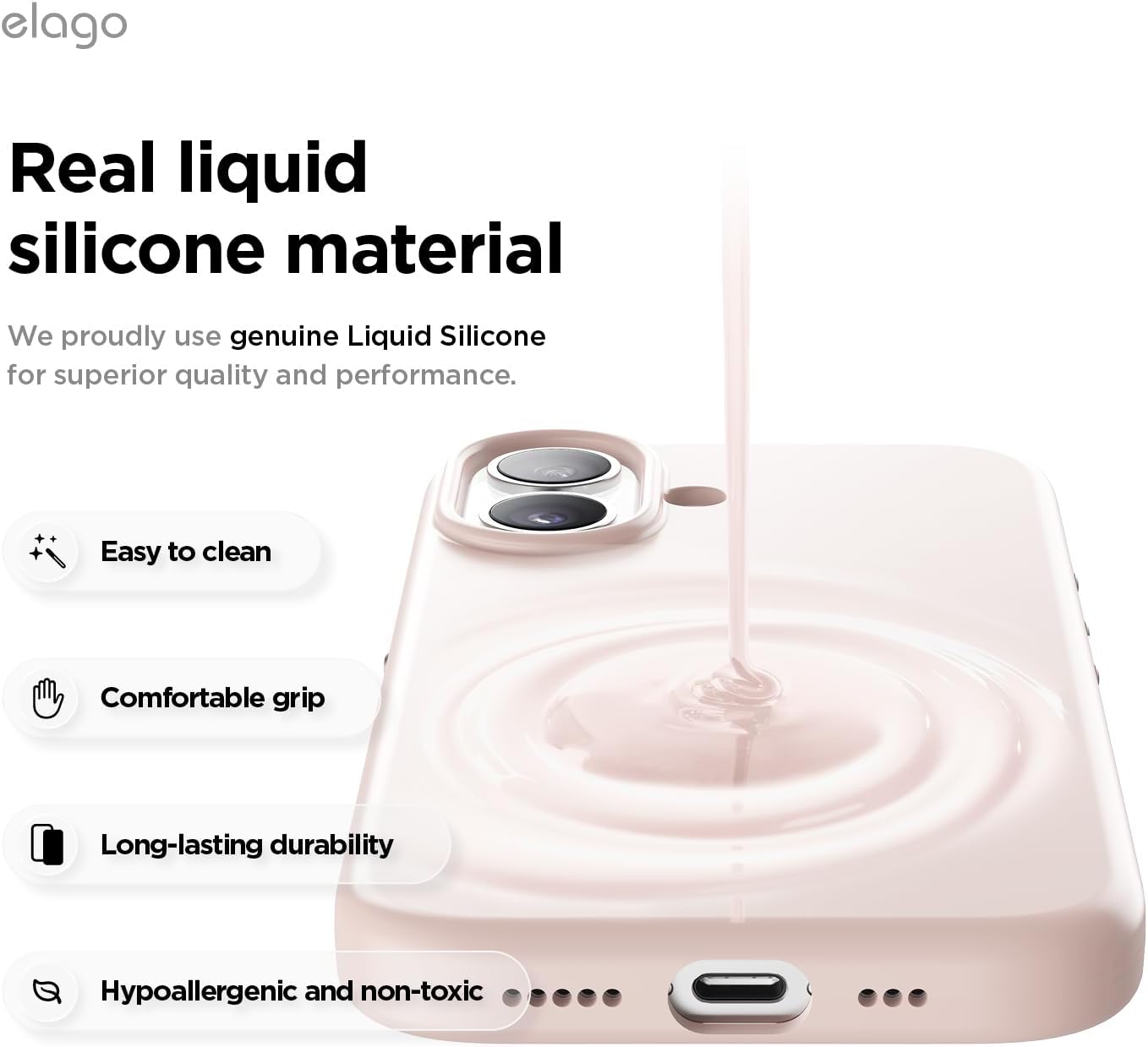 elago for iPhone 17 Case, Premium Magnetic Silicone Case, Compatible with MagSafe, Liquid Silicone Material, Protective Cover, Shockproof, Slim Phone, 6.3 inch (Lovely Pink)