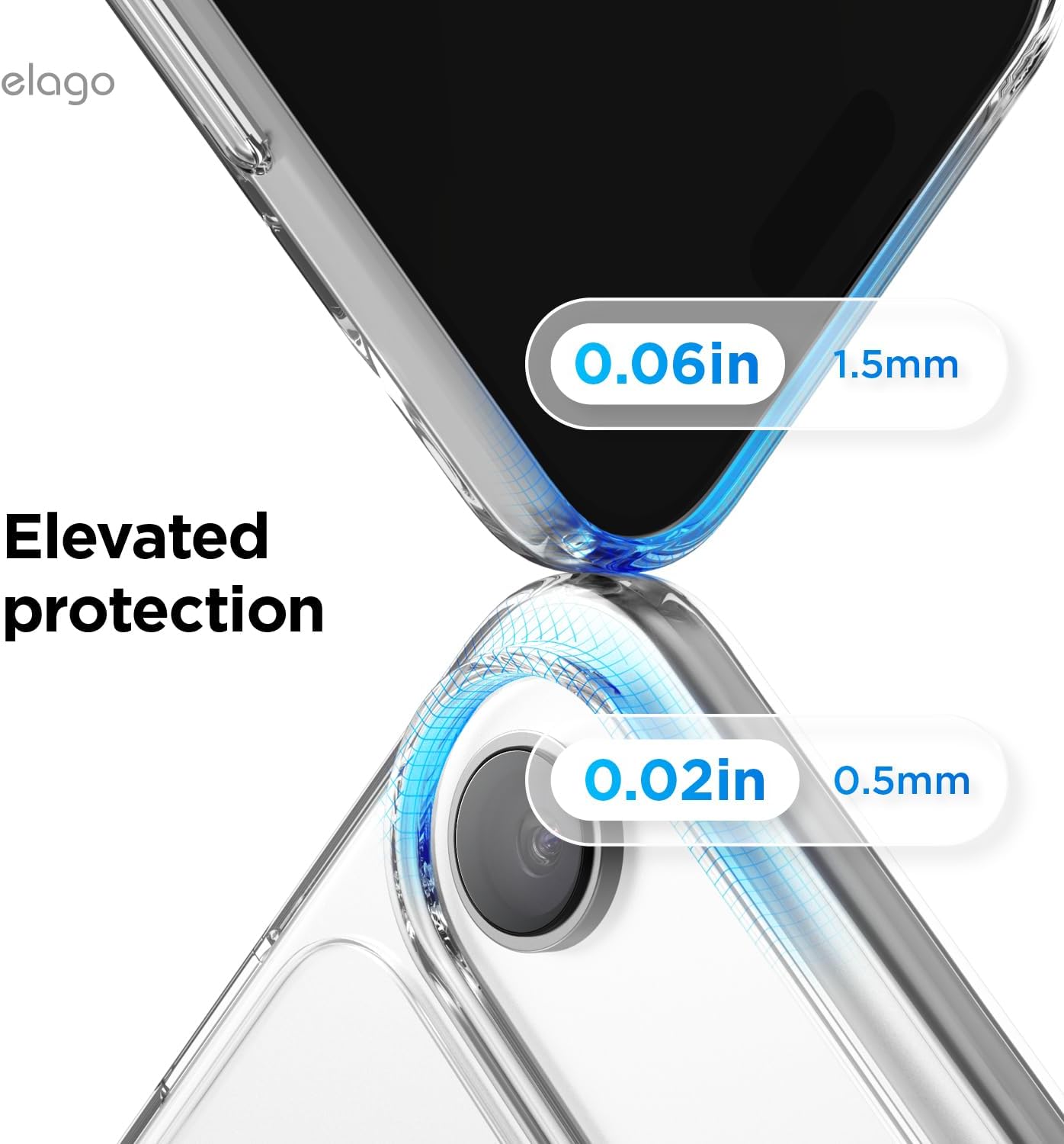 elago for iPhone Air Case, Crystral Clear Case, PC + TPU Hybrid Technology, Ultra Slim, Raised Camera Protection, Durable Scratch-Resistant, Shockproof Protective Cover, 6.5 inch