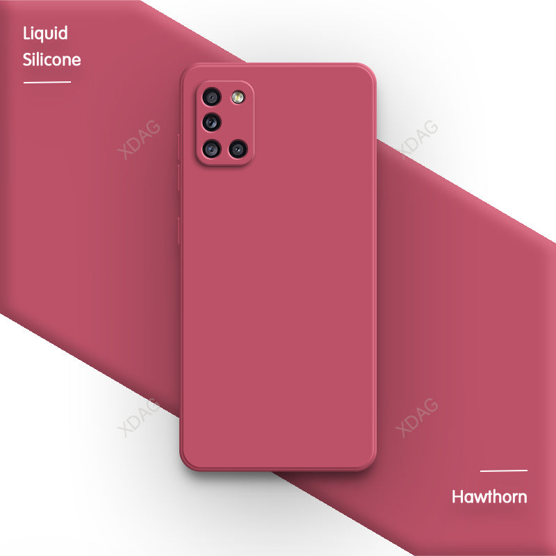 Half Wrapped Back Cover for Samsung A31 A41 A21S A51 A71 High Quality Internal Flocking Soft Liquid Silicone Phone Case Carcasas