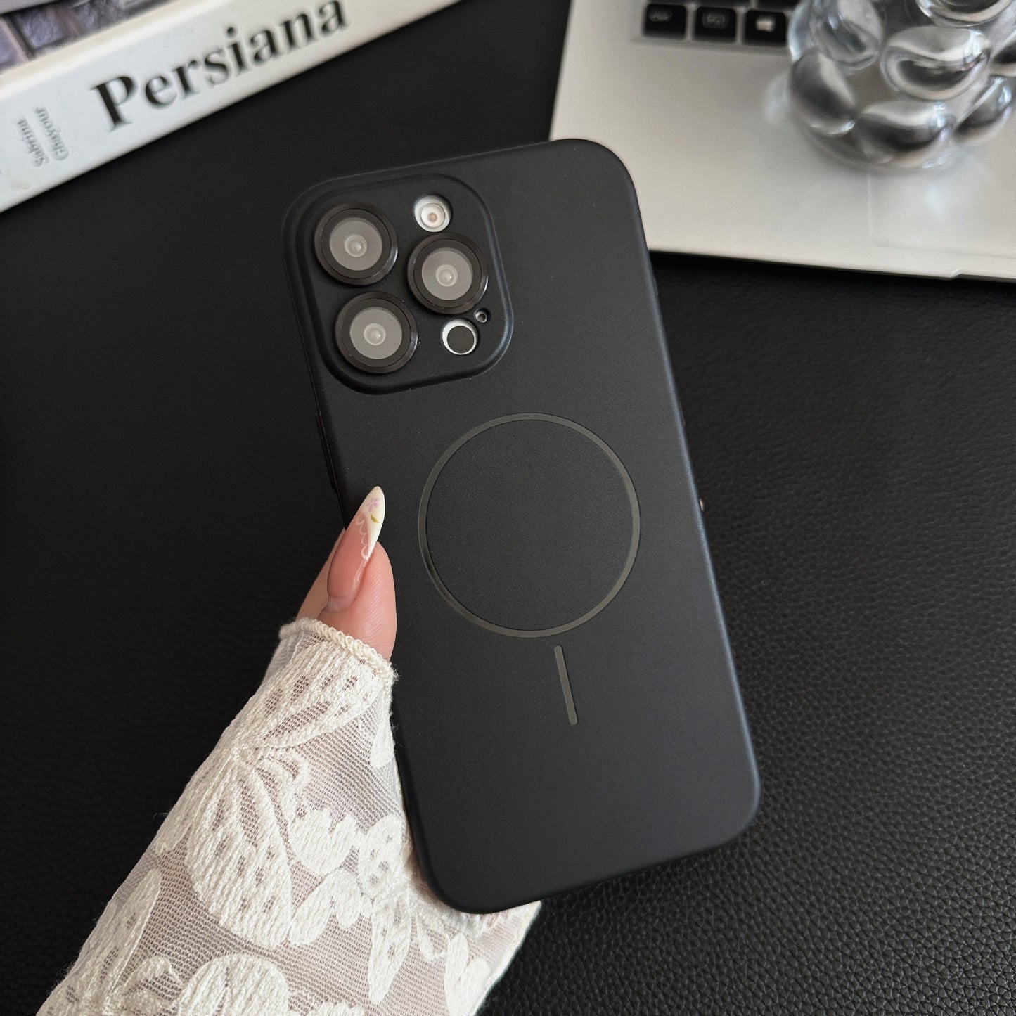 Solid Color Liquid Silicone Magnetic Phone Case