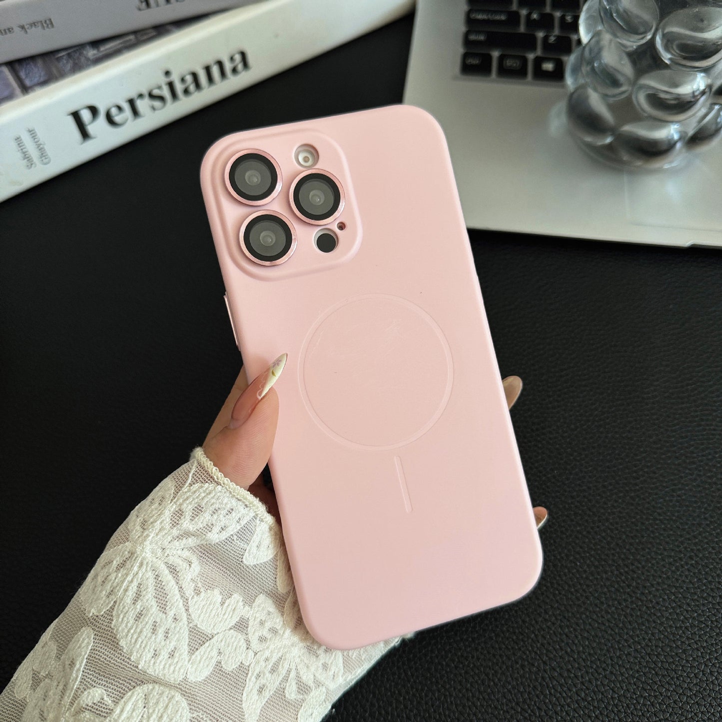 Solid Color Liquid Silicone Magnetic Phone Case