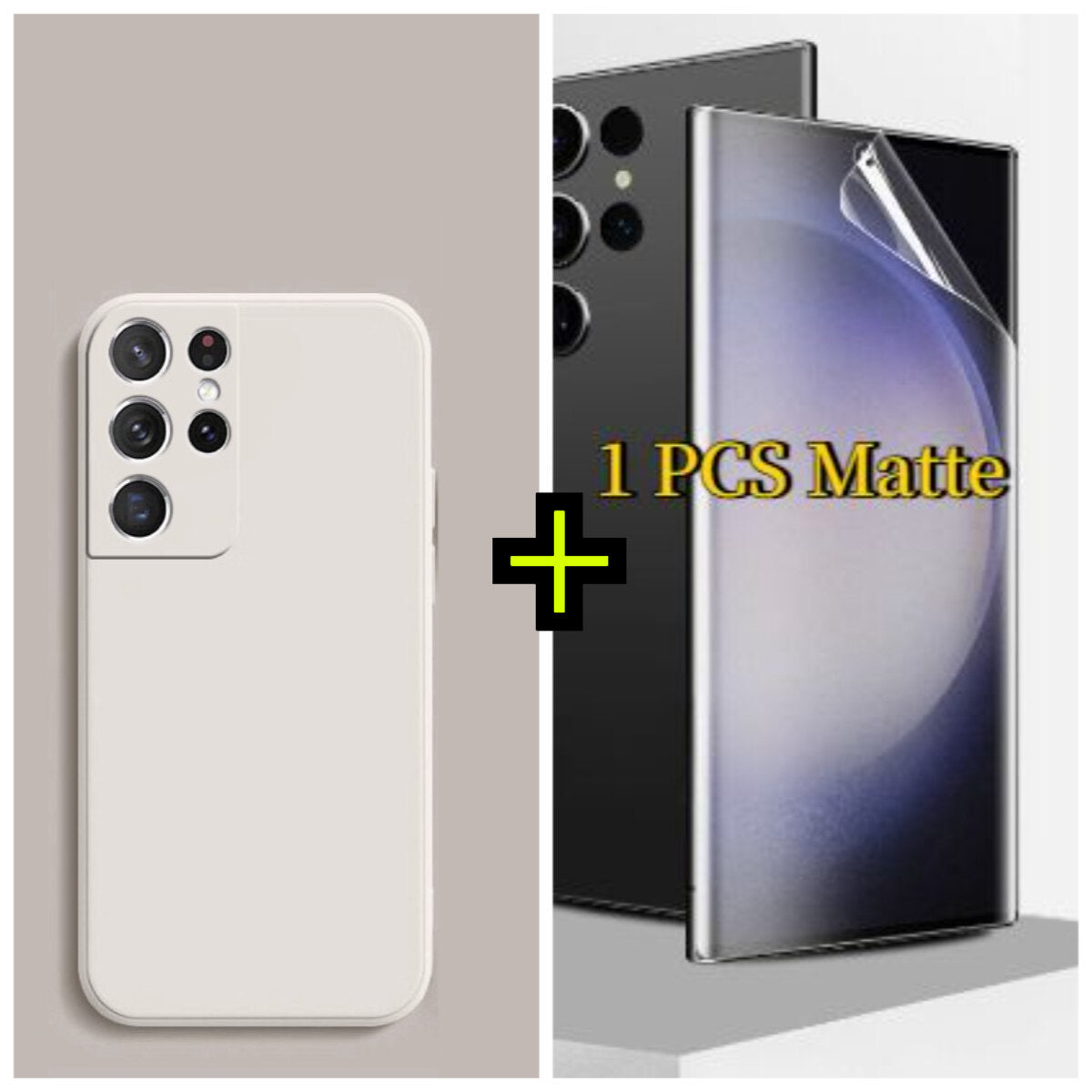 For Samsung Galaxy S21 S20 Ultra Plus FE Liquid silicone phone case and Matte hydrogel film