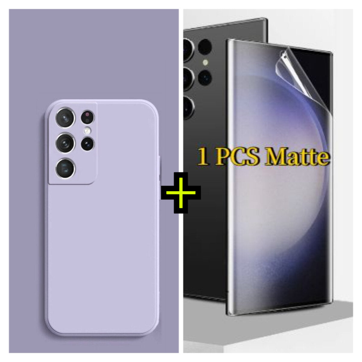 For Samsung Galaxy S21 S20 Ultra Plus FE Liquid silicone phone case and Matte hydrogel film