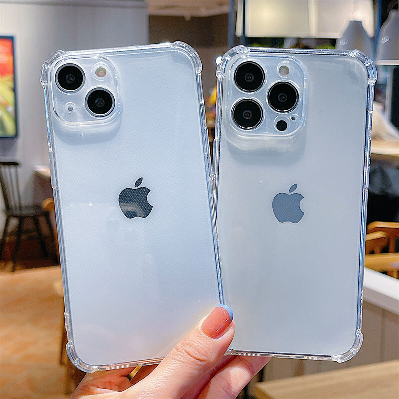 CrashStar Thickened Transparent Silicone Shockproof Phone Case With Four Corners Anti-fall For iPhone 17 16 15 14 13 12 11 Pro Max Air Mini 16e XS XR X 8 7 6 6S Plus + SE 2020 Clear Soft Phone Casing Simple Phone Cover