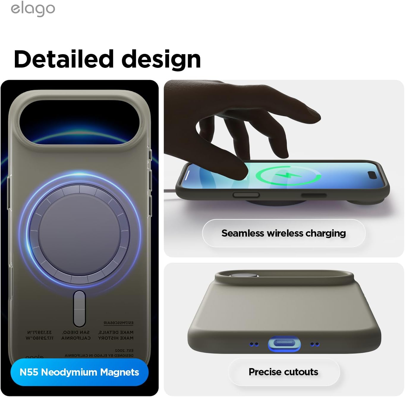 elago for iPhone Air Case, Premium Magnetic Silicone Case, Compatible with MagSafe, Liquid Silicone Material, Protective Cover, Shockproof, Slim Phone, 6.5 inch (Medium Grey)