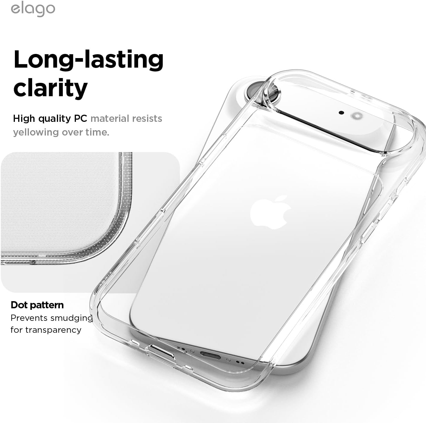 elago for iPhone Air Case, Crystral Clear Case, PC + TPU Hybrid Technology, Ultra Slim, Raised Camera Protection, Durable Scratch-Resistant, Shockproof Protective Cover, 6.5 inch