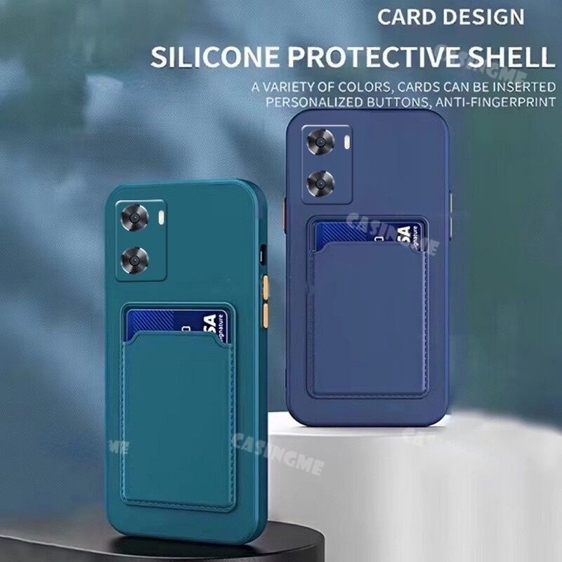 Casing For Oppo A77S A57 A 57 A77 A76 A36 A96 A 96 A55 4G 5G Fashion Liquid Silicon Phone Case Bumper Shockproof Casing Soft TPU Couple Camera Protection Back Cover With Card Slot