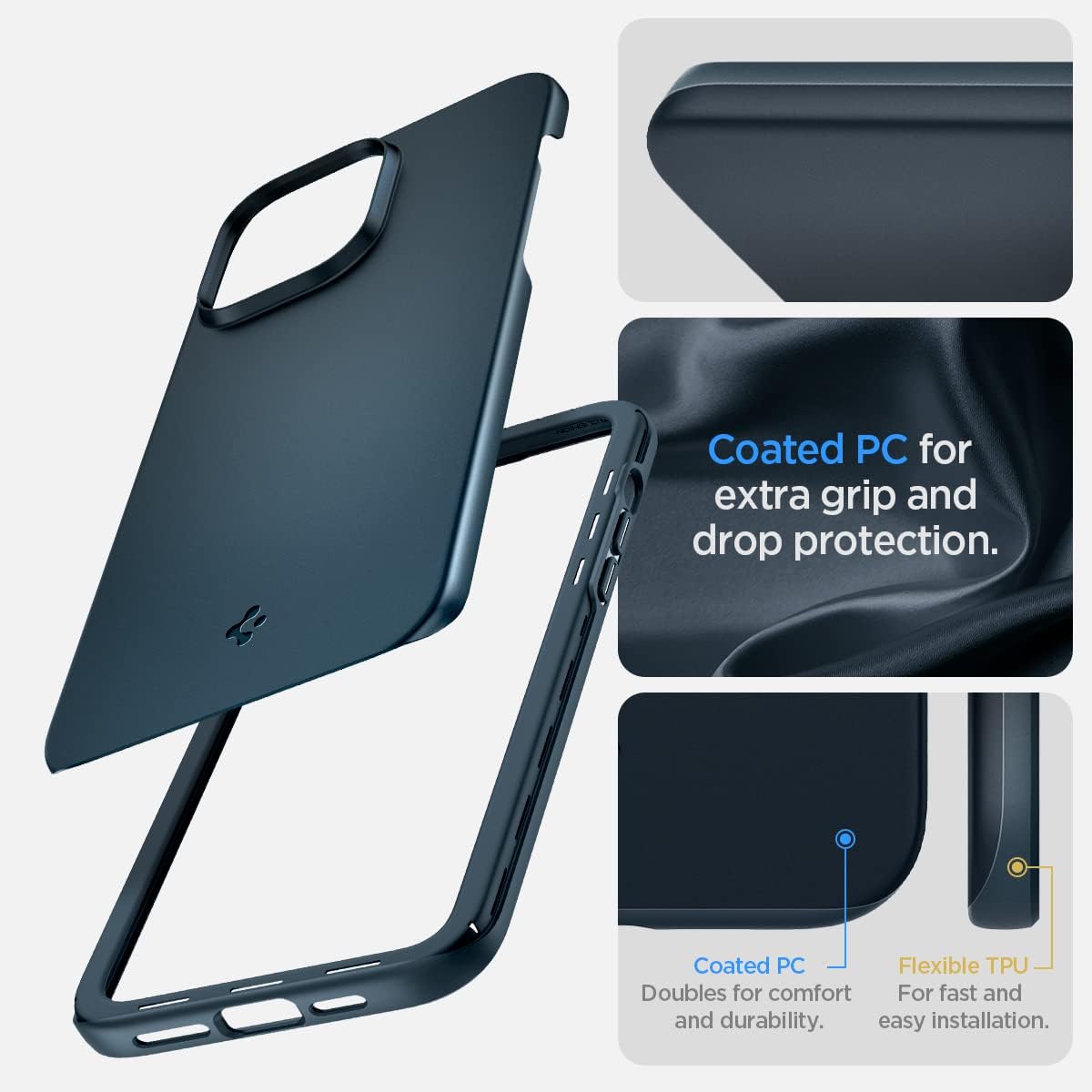 Spigen Compatible for iPhone 14 Pro Max Case Thin Fit - Metal Slate