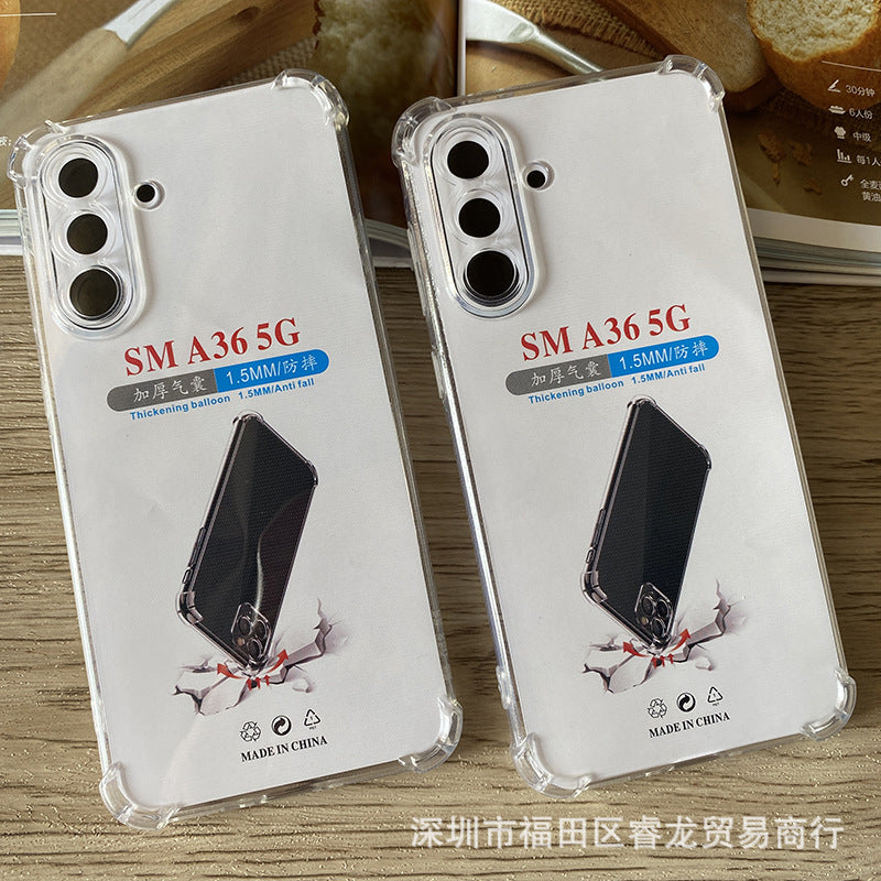 Applicable to Samsung A56Phone case A26Transparent Soft Shell S25U Protective Sleeve A36Airbag Anti-Fall S25Full Coverage Rubber Sleeve