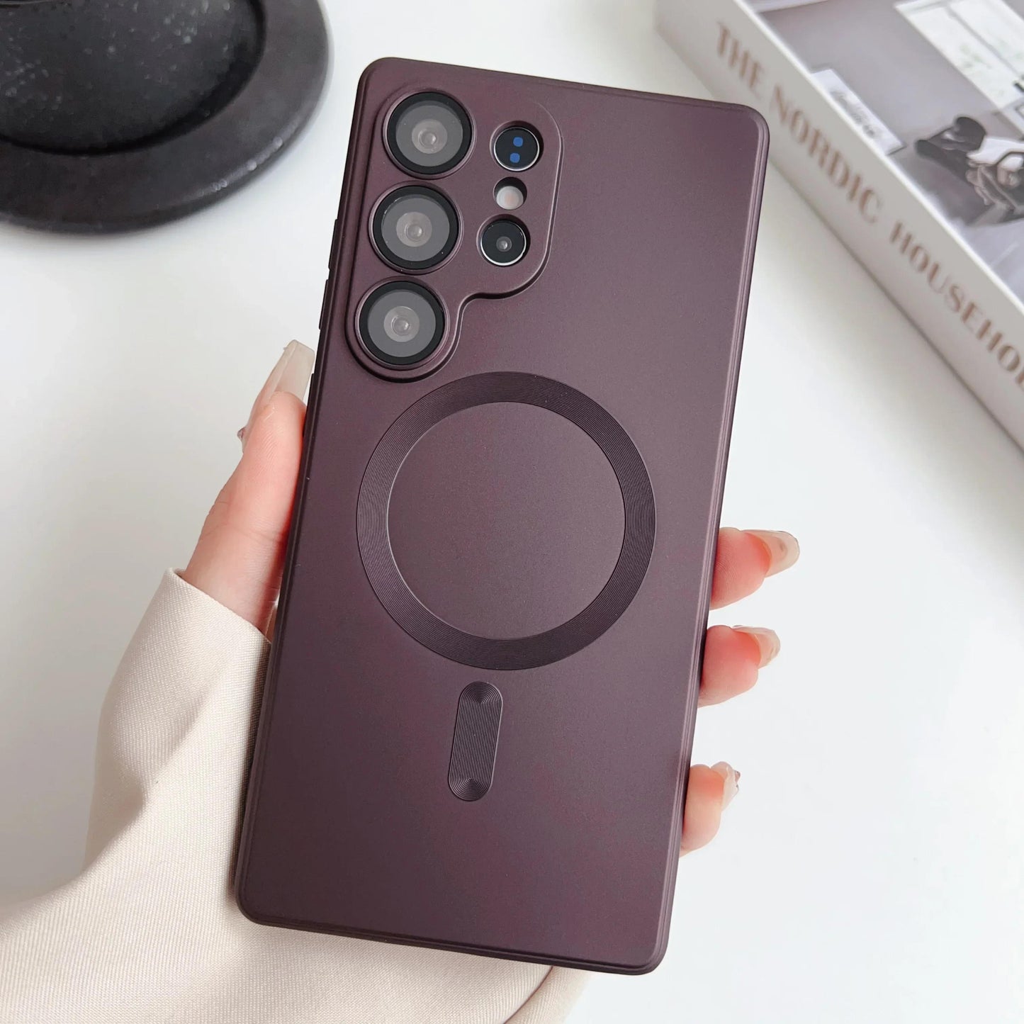 Luxury Matte For Magsafe Case For Samsung Galaxy S25 Ultra S24 S23 S22 S21 S20 Plus Magnetic Cover Lens Protective Shell