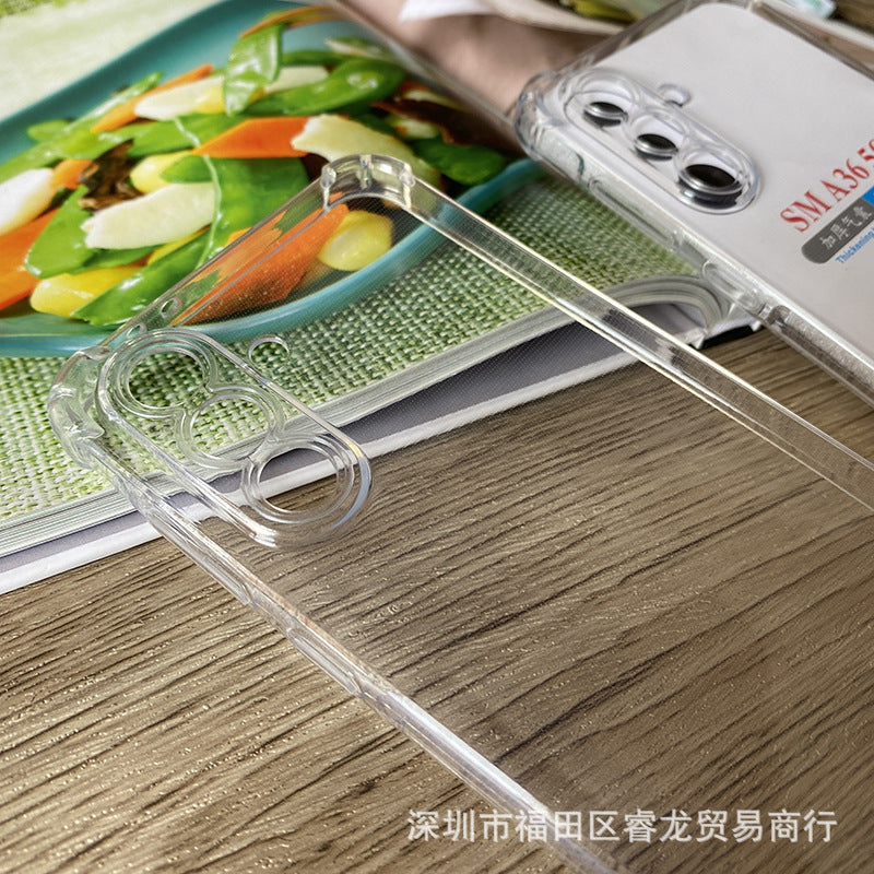 Applicable to Samsung A56Phone case A26Transparent Soft Shell S25U Protective Sleeve A36Airbag Anti-Fall S25Full Coverage Rubber Sleeve