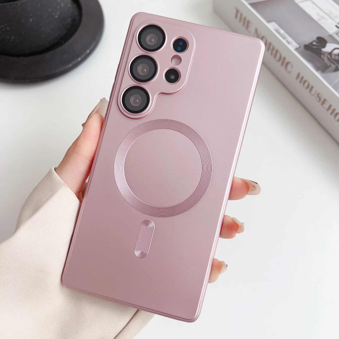 Luxury Matte For Magsafe Case For Samsung Galaxy S25 Ultra S24 S23 S22 S21 S20 Plus Magnetic Cover Lens Protective Shell