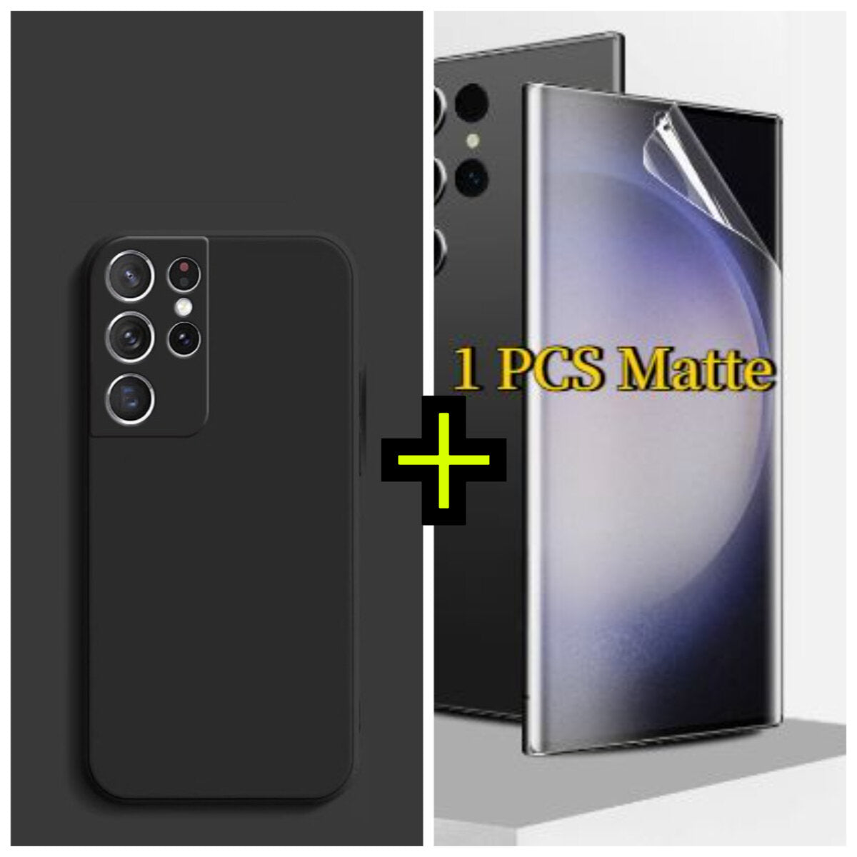 For Samsung Galaxy S21 S20 Ultra Plus FE Liquid silicone phone case and Matte hydrogel film